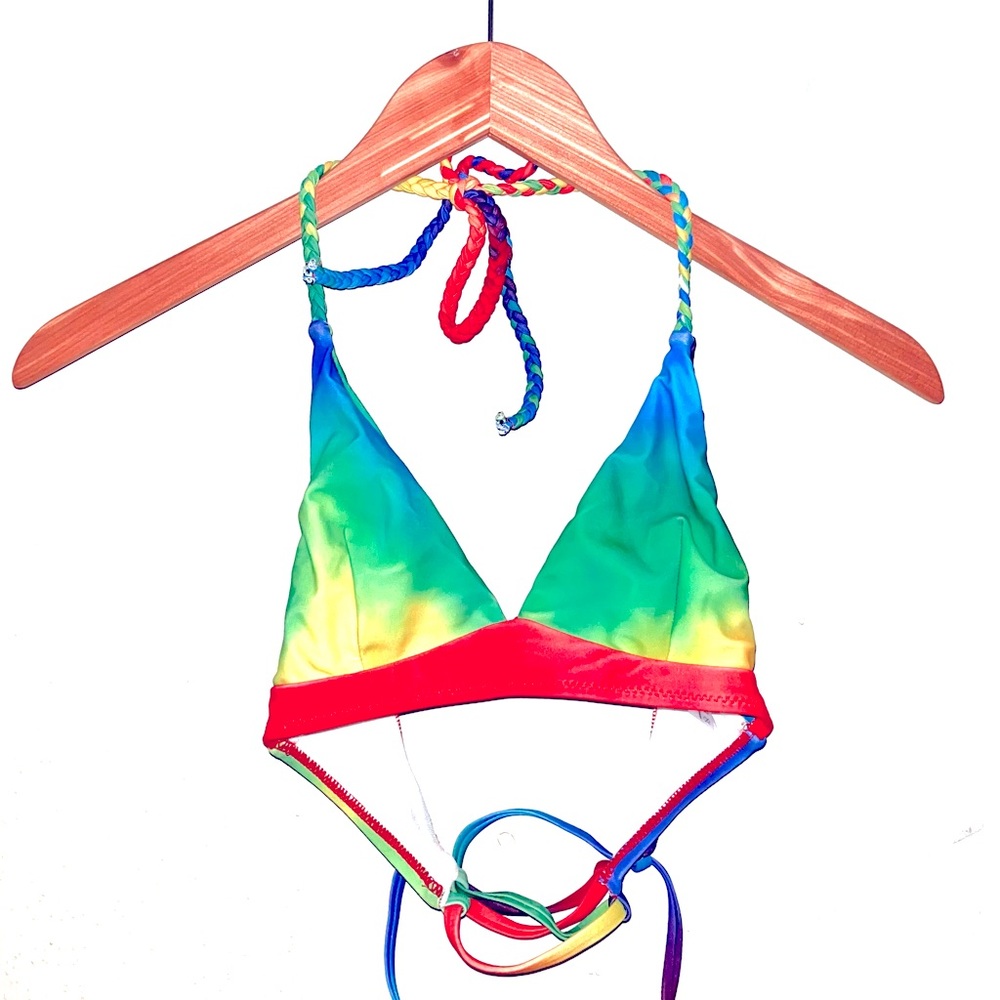Tie-dye strappy triangle bikini top